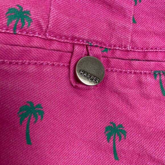 Harper Hot Pink Palm Tree Print Chino Shorts, Size XS - Picture 5 of 5